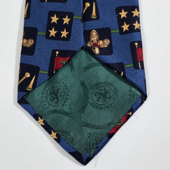 Tommy Hilfiger Silk Tie Blue Golf Theme Print Textured Italy USA W 4" L 56" - Picture 12 of 16